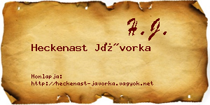 Heckenast Jávorka névjegykártya